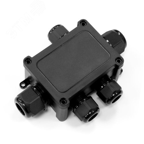 Коробка распределительная 5-вводная IP68 ПА66 40А 450В d5-14 мм 135х96х42 черная