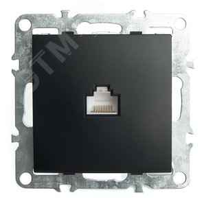 Розетка компьютерная одноместная (механизм) RJ-45 серия Эрна черный STEKKER