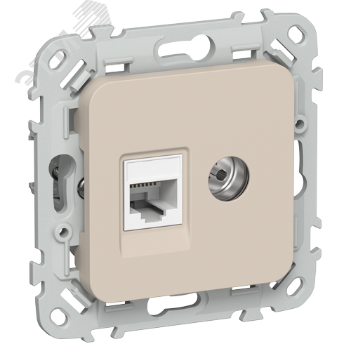 FLITE Розетка 2-местная RJ45/TV категория 5Е UTP РКТВ5е-2-0-ФлЛ льняной IEK