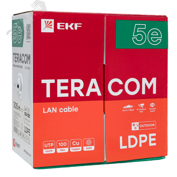 Витая пара TERACOM 5E U/UTP 4 пары solid OUT LDPE черный 305м