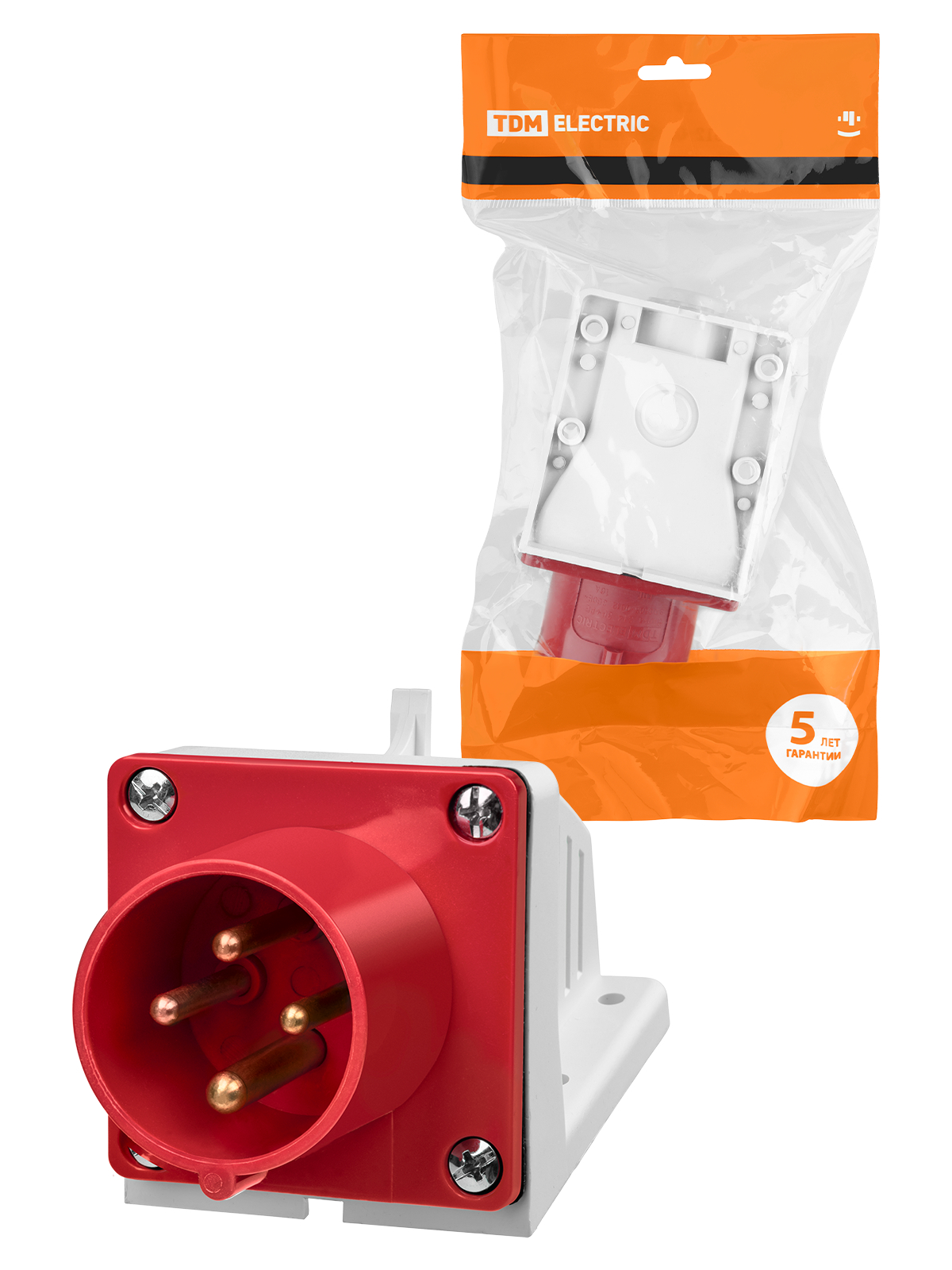 Вилка 514 стационарная 3Р+РЕ 16А 380В IP44 TDM