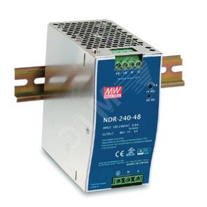 Источник питания на DIN-рейку 24 В,10 А,240ВТ, MEANWELL, I класс защиты, 63х125х113мм