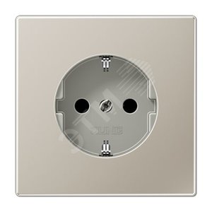 Штепсельная розетка SCHUKO одинарная, с заземлением, с шторками, 16A, 250В  (механизм + накладка, без рамки). Серия LS990  Материал- металл  Цвет- благородная сталь
