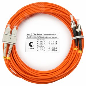 Патч-корд оптический duplex 15м SC-ST 62,5/125MM LSZH