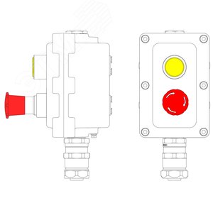 Взрывонепроницаемый пост управления из алюминия LCSD-02-B-MC-L1Y(220)x1-P6E(11)x1-PCMB-KAEPM3MHK-26