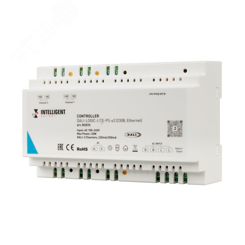 Контроллер INTELLIGENT DALI-LOGIC-LITE-PS-x2 (230B, Ethernet) (IARL, IP20 пластик, 2 года)
