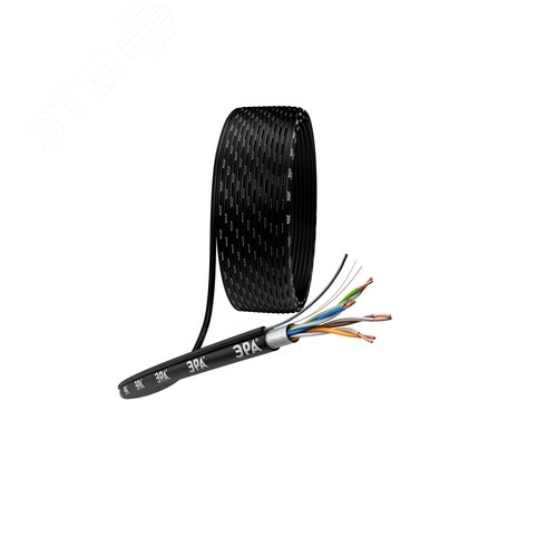 Кабель витая пара F/UTP Cat5e 4x2x24 AWG CU PE + ТРОС наруж. 305м F-4-PE-T