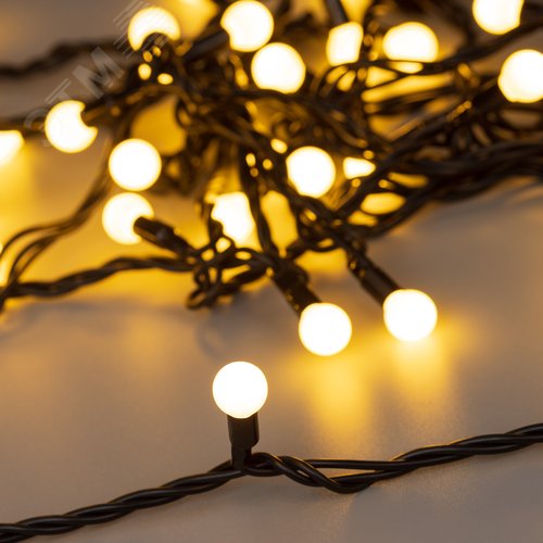 Гирлянда светодиодная декоративная ARD-BALL-CLASSIC-D13-10000-BLACK-100LED WARM 230V, 7W ARDCL, IP65