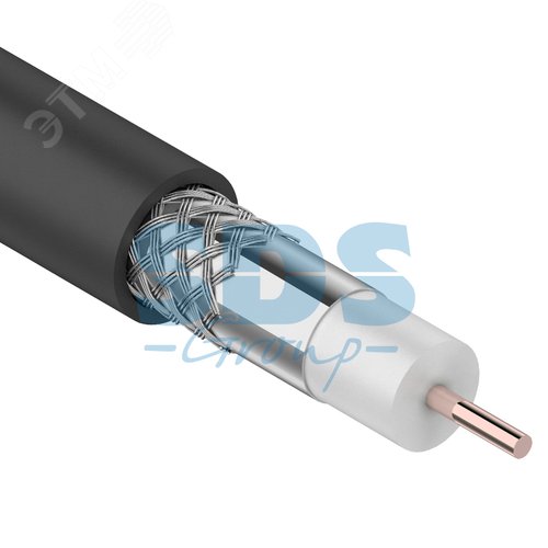Кабель коаксиальный RG-6U, 75 Ом, CCS/Al/Al, 48%, OUT, черный, 100 м