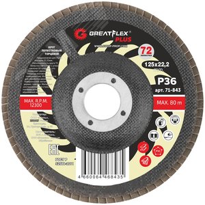 Круг лепестковый торцевой GreatFlex Plus (72 лепестка): 125x22,2 мм, P40