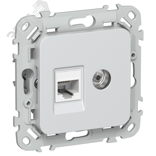 FLITE Розетка 2-местная RJ45/TV категория 5Е UTP РКТВ5е-2-0-ФлЖ жемчуг IEK