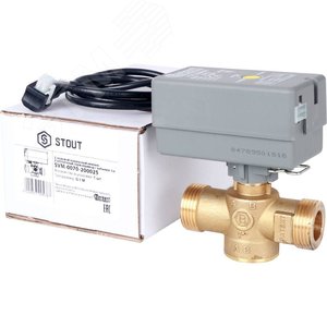 Клапан 2-ходовой зональный клапан сервопривод 230V с 3-х жильным кабелем 1м, НР 1'