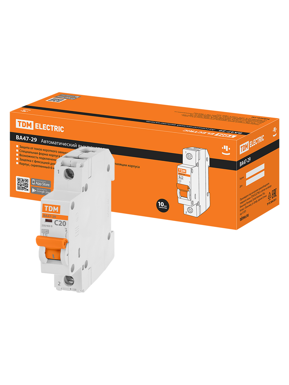 Авт. выкл.ВА47-29 1Р 20А 4,5кА х-ка С TDM