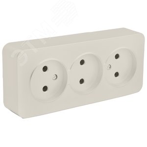 Розетка трехместная б/з 250В 10А серия София слоновая кость STEKKER