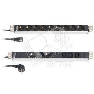 Блок розеток для 19'' шкафов горизонтальный 8 розеток IEC 320 10 A шнур IEC 320 C14 2.5м