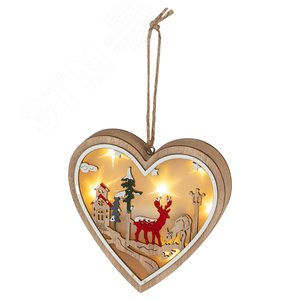 Светильник новогодний декоративный Сердце, 9х10 см, 4 LED, 2хААА ENGDS-5L