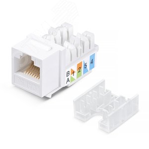 Вставка Keystone Jack RJ-45, категория 5e, заделка 110 тип, белая, со стяжкой