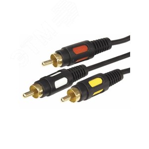 Шнур 3 RCA - 3 RCA, 1.5 м., черный GOLD