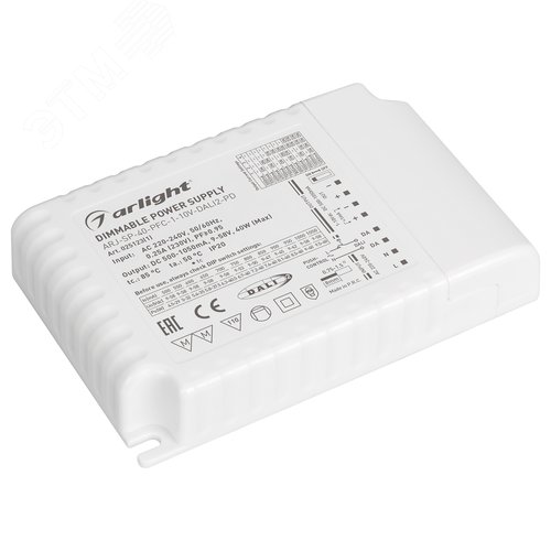 Блок питания ARJ-SP-40-PFC-1-10V-DALI2-PD (40W, 500-1050mA) ( IP20 Пластик, 5 лет)