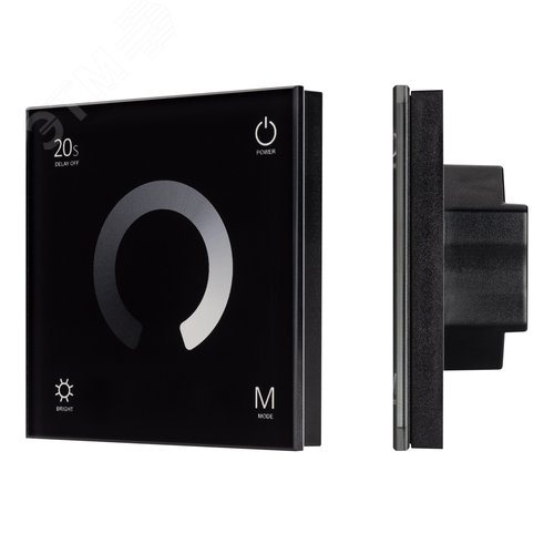 Панель SMART-P4-DIM-G-IN Black 12-24V, 4x3A, Sens, 2.4G IP20 пластик, 5 лет