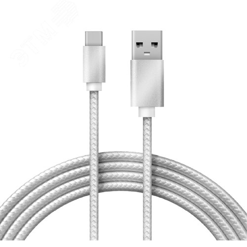 Кабель USB-Type-C, 2A, nylon, silver, 1m, 18-1899,