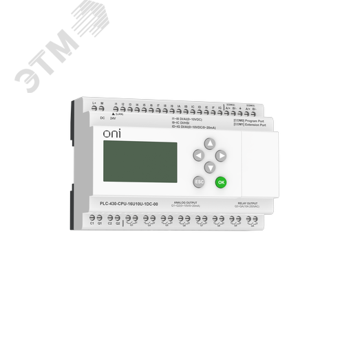 Модуль ЦПУ 4 DI 12 UI (0-10 В/DI) 8 RO 2 AO (1 шт 0-10 В и 1 шт 0-20 мА) 24В DC с Ethernet портом с экраном