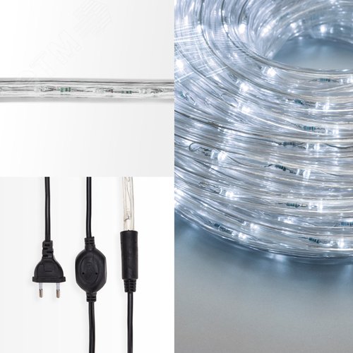 Дюралайт LED, фиксинг 2W, 24 LED/м, белый, 25 м