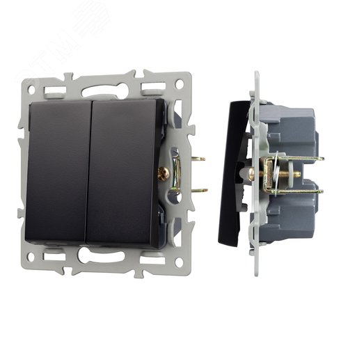 Механизм выключателя двухклавишный проходной SWT-MKP2-PL-BK 250V, 16A