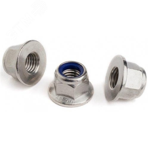 Гайка шестигранная самоконтрящаяся с фланцем с насечками ДИН 6926 А2 M 6