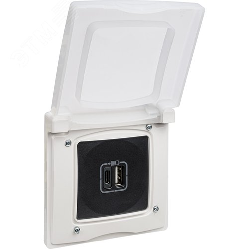 Розетка USB A+C 15Вт антрацит ETIKA