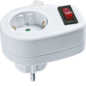 Переходник Navigator 94 669 NAD-1E-СS-WH 1гнездо с выключателем