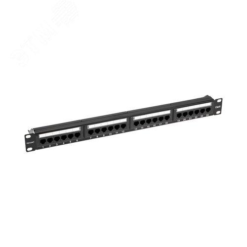 Патч-панель с кабельным органайзером 19дюймов 1U 24 порта RJ-45 CAT 6 UTP