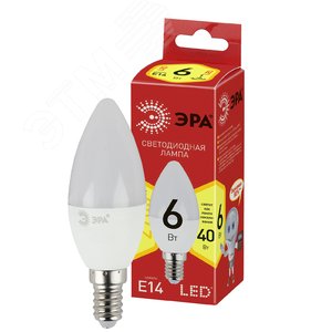Лампа светодиодная LED 6 Вт 480Лм 2700К свеча теплый E14 220-240В LED B35-6W-827-E14 Red Line