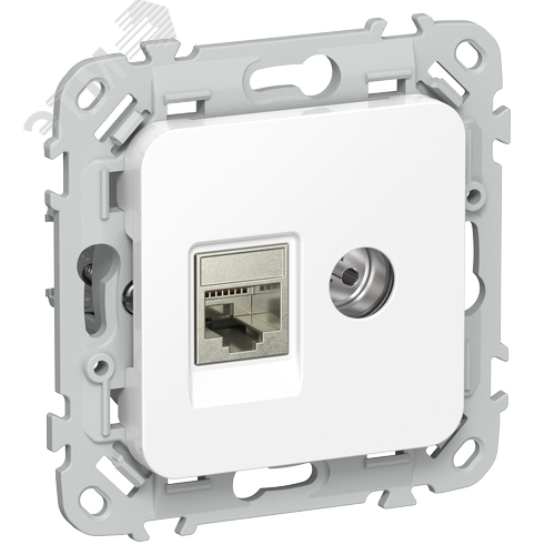 FLITE Розетка 2-местная RJ45/TV категория 5Е STP РКТВ5е-2-1-ФлБ белый IEK