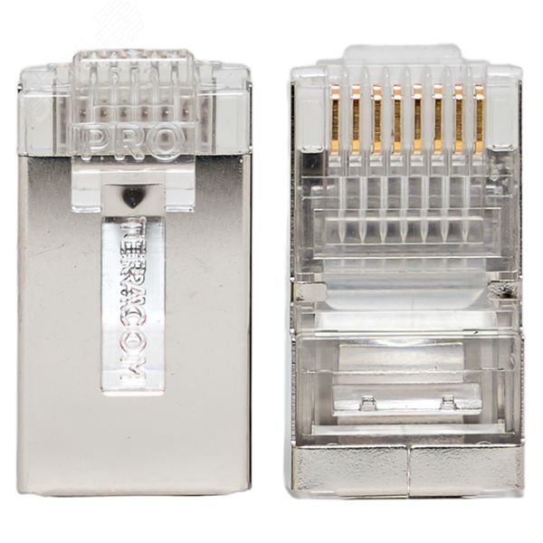 Коннектор RJ-45 TERACOM PRO экранированный 8P8C 30мкд Cat.5E универсальный (1 упак. - 20шт.)