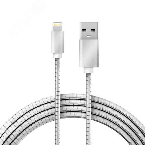 Кабель USB-Lightning для iPhone, metall, steel color, 1m, 18-4247,