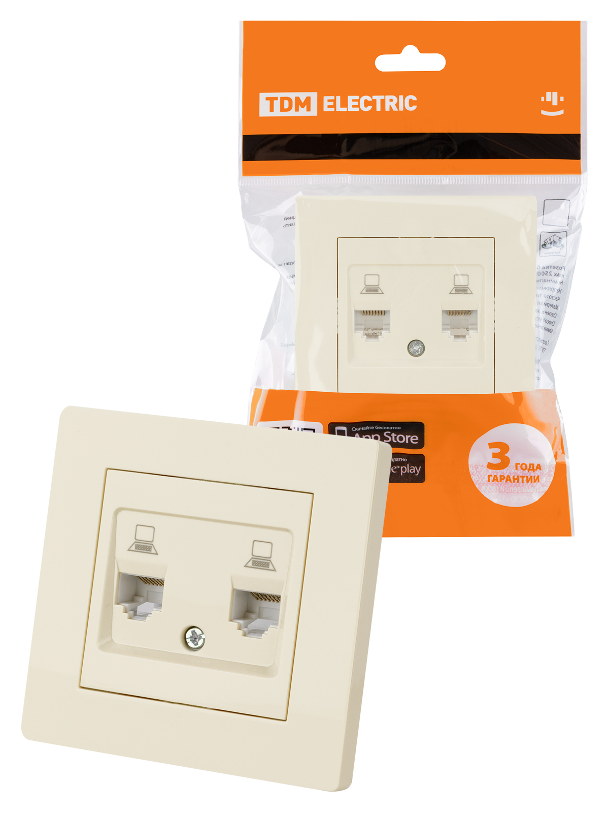 Розетка компьютерная двойная RJ45 сл. кость "Сенеж" TDM