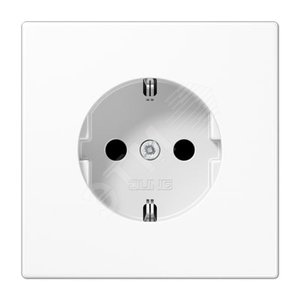 Штепсельная розетка SCHUKO одинарная, с заземлением, без шторок, 16A, 250В  (механизм + накладка, без рамки). Серия LS990  Материал- дуропласт  Цвет- белый