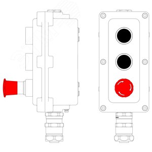 Пост управления взрывонепроницаемый из алюминия LCSD-03-B-MC-P1B(11)x1-P1B(11)x1-P6R(11)x1-PCMB-KAEPM3MHK-26