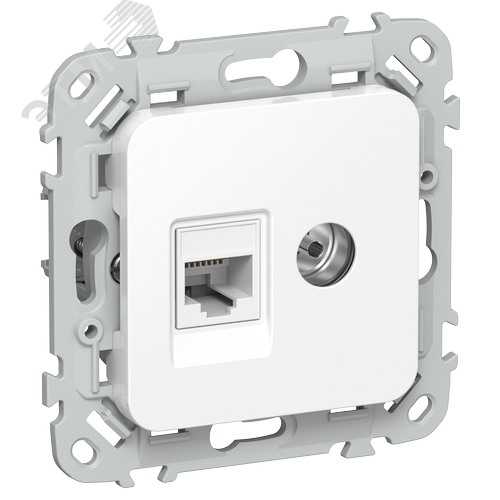 FLITE Розетка 2-местная RJ45/TV категория 6 UTP РКТВ6-2-0-ФлБ белый IEK