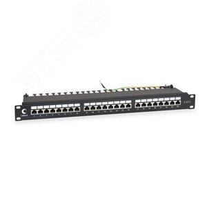 Патч-панель IDC 19' (1U), 24 порта RJ-45, категория 6, полностью экранированная, с задним кабельным организатором