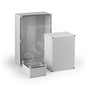 Cubo O 200X200X185 мм, глухая стенка, серая крышка, PC, IP 66/67, включает вставку рамную
