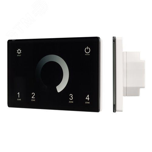 Панель Sens SMART-P79-DIM Black 230V, 4 зоны, 2.4G ARL, IP20 пластик, 5 лет