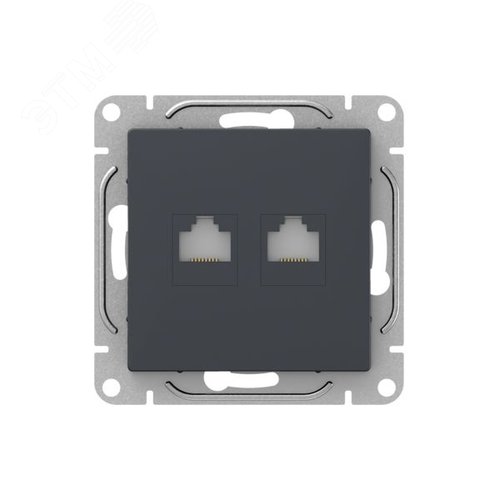 Механизм розетки RJ45 - 2шт  (cat5)  графит Эпика EKF