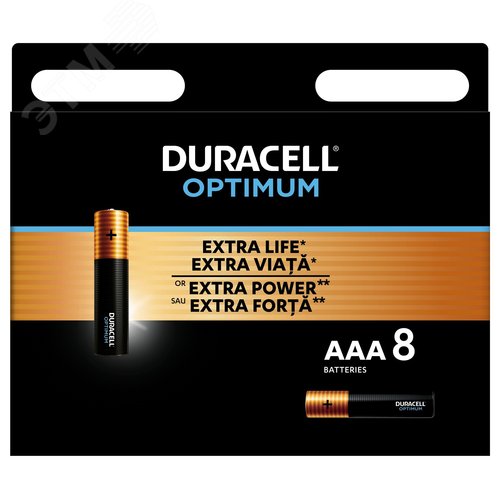 Элемент питания Duracell 5014070 ААА алкалиновый 1,5v 8 шт. в блистере LR03-8BL Optimum (8/64/22400)