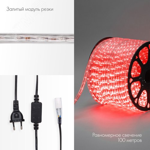 Дюралайт LED, постоянное свечение 2W - красный, 36 LED/м, 100 м