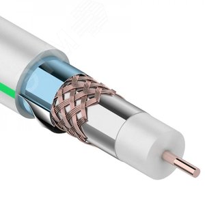 Кабель коаксиальный RG-6U+Cu, 75 Ом, Cu/Al/Cu/Al, 90%, две фольги, бухта 100 м, б, REXANT