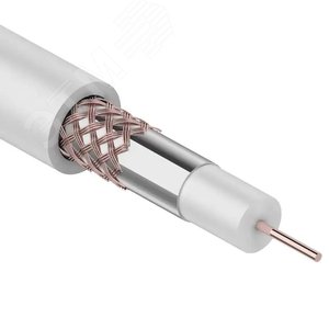 Кабель коаксиальный RG-59U+Cu (75 Ом), Cu/Al/Cu,  бухта 305 м, белый, REXANT