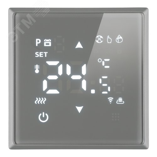 Терморегулятор Wi-Fi (механизм) 250В 3500Вт серия Эмили платиново-серый soft touch STEKKER