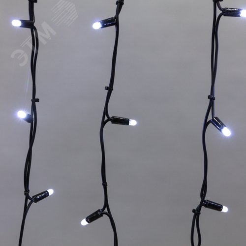 Гирлянда светодиодная Бахрома Айсикл 4,0х0,6 м 128 LED белый, черный каучук, IP67, эффект мерцания, 230 В нужен блок питания